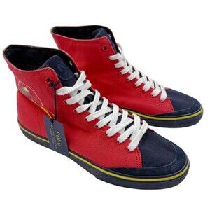 Polo Ralph Lauren Solomon Red Canvas Sneakers Alpine Ski Graphic Winter Sport 9D